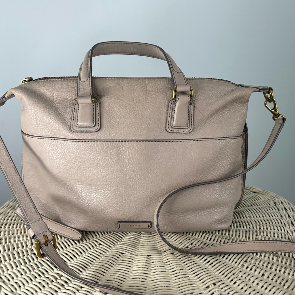 Fossil Beige Leather Satchel/ Crossbody Bag - Picture 2 of 12